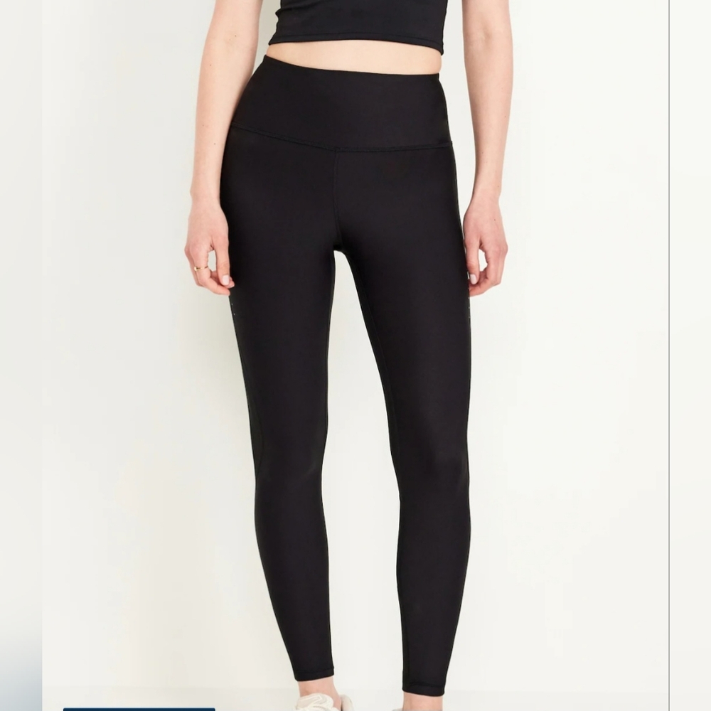 Old Navy PL NWT High-Waisted PowerSoft 7/8 Mesh Leggings Black